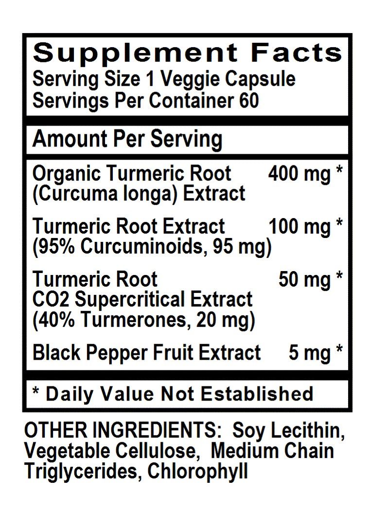 Betsy's Basics Turmeric Supplement Facts