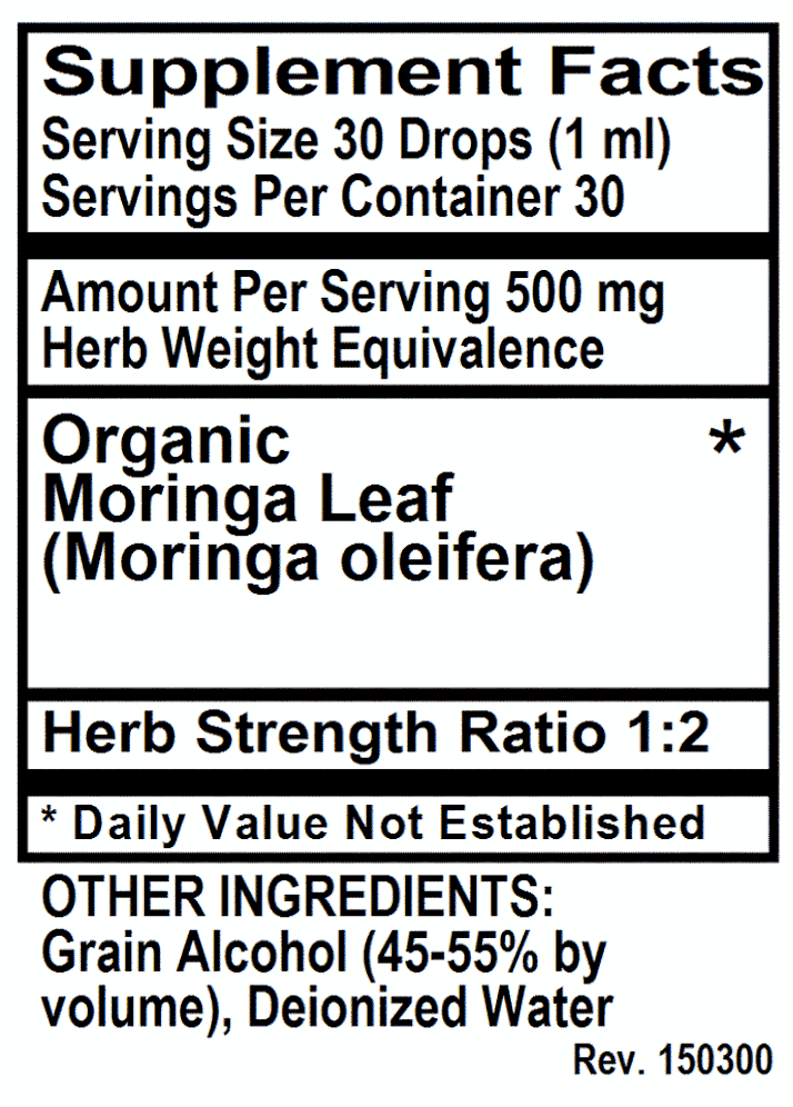 Betsy_s Basics Liquid Moringa Herbal Supplement Facts