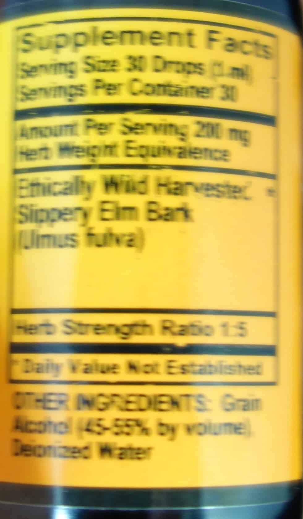 Betsy_s Basics Slippery Elm Liquid Extract Supplement Facts