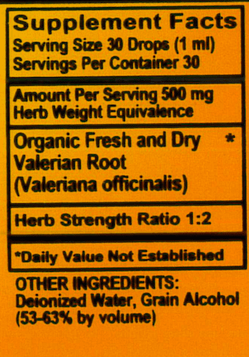 Betsy_s Basics Valerian Liquid Herbal Supplement Facts