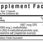 Bluebonnet Nutrition Methylfolate 1000 mcg Vegetable Caps Supplement Facts