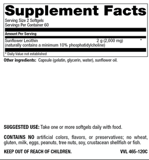 Betsy_s Basics Sunflower Lecithin softgels Supplement Facts