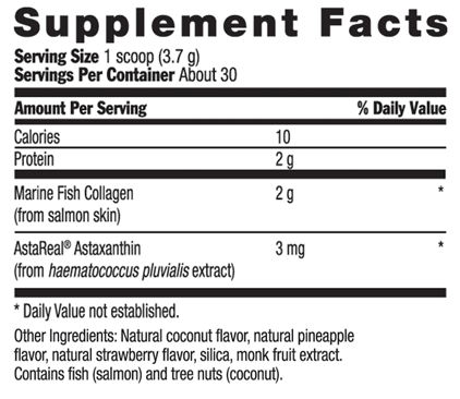 Country Life Maxi-Marine Collagen Plus Astaxanthin Supplement Facts