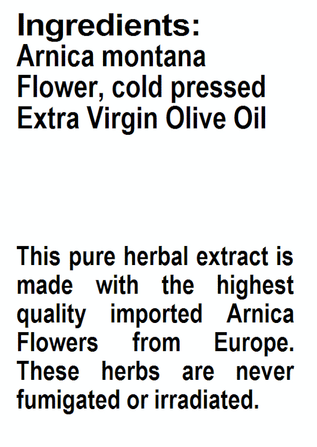 Betsy_s Basics Arnica Oil Ingredients Panel
