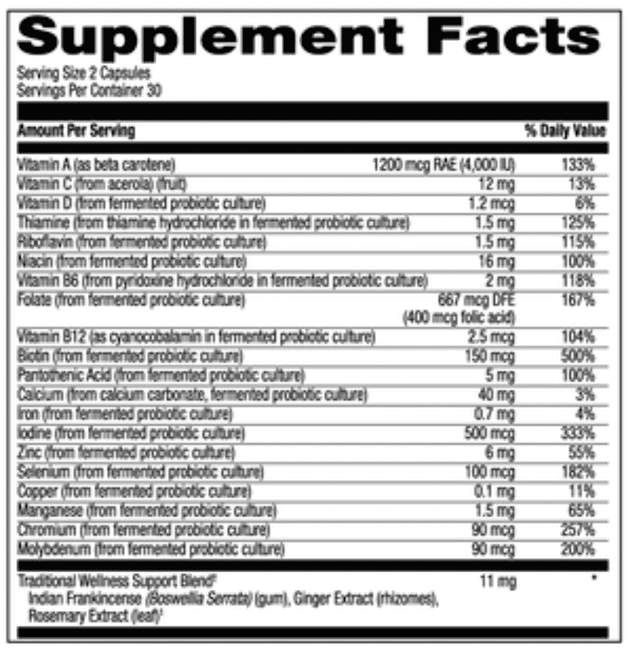 Betsy_s Basics Complete Food Multi Supplement Facts 1 of 2