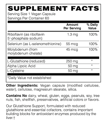 Betsy_s Basics Glutathione Support Supplement Facts