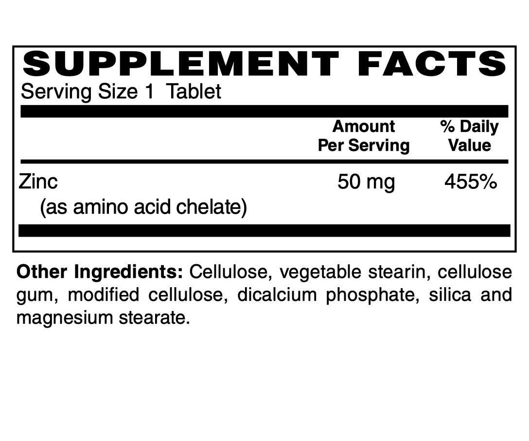 Betsy_s Basics Amino Acid Chelated Zinc Supplement Facts