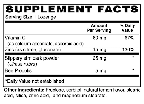 Betsy_s Basics Zinc Lozenges Supplement Facts