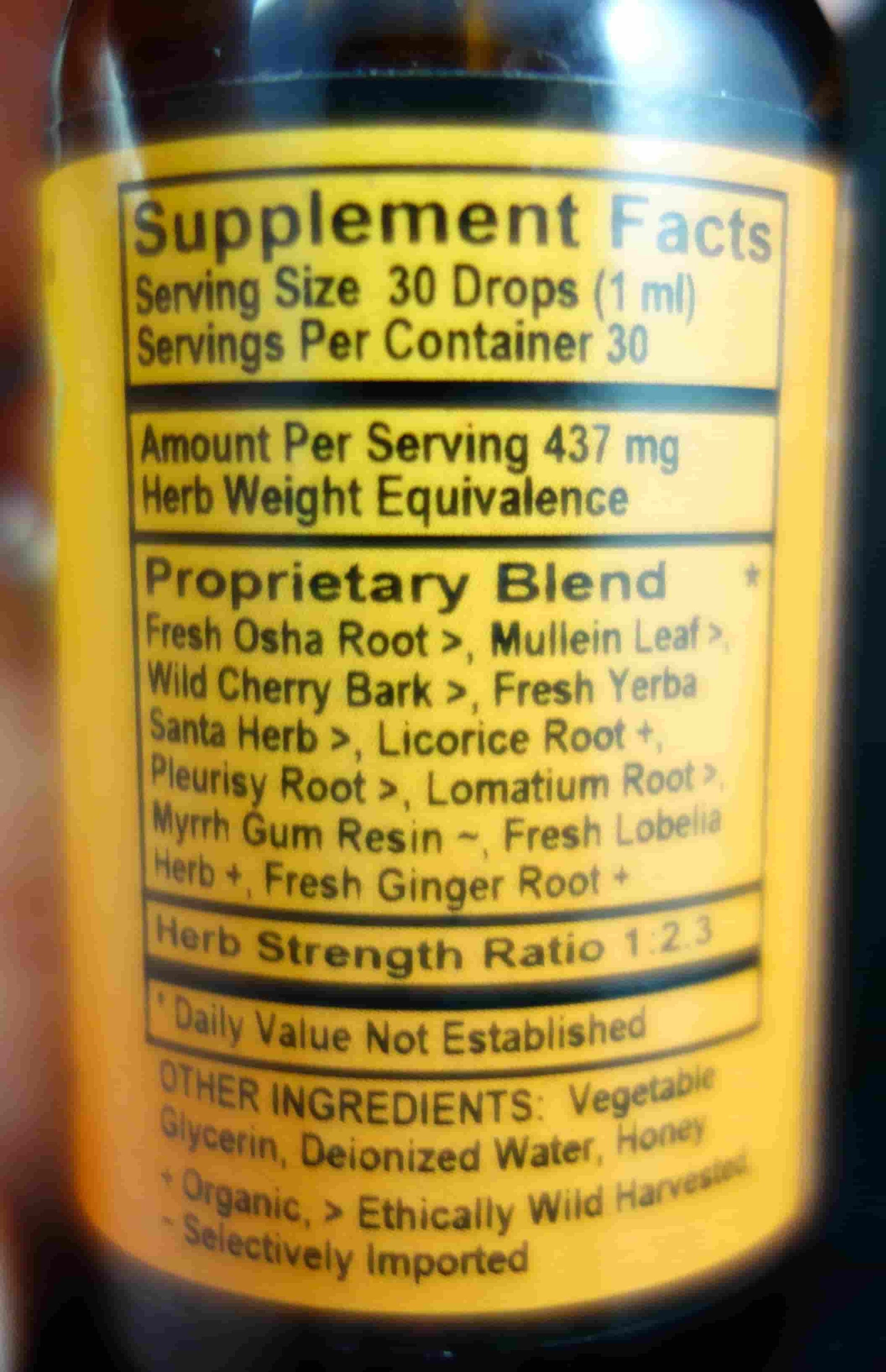 Betsy_s Basics Respir-ease Liquid Herbs Supplement Facts