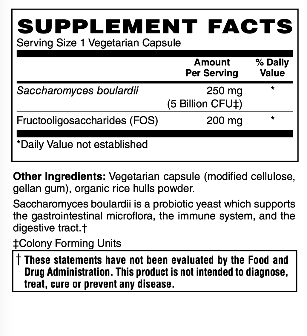 Betsy_s Basics Saccharomyces Boulardii Supplement Facts