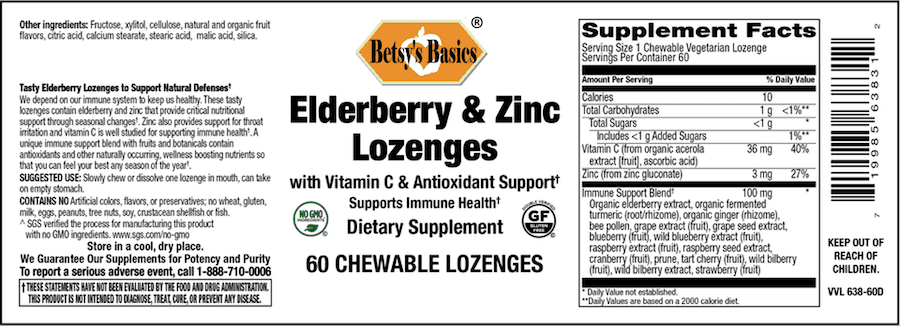 Betsy_s Basics Elderberry and Zinc Lozenges Supplement Facts