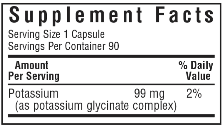 Bluebonnet Nutrition Albion Potassium Glycinate Supplement Facts