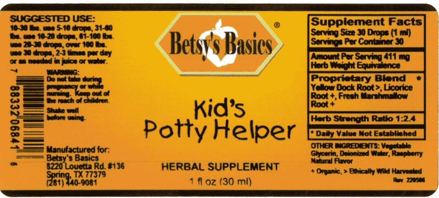 Betsy_s Basics Kid_s Potty Helper Supplement Facts
