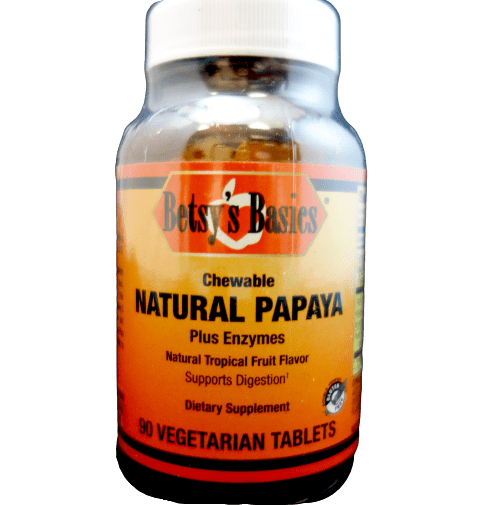 Betsy_s Basics Chewable Natural Papaya Plus Enzymes Vegetarian Tablets