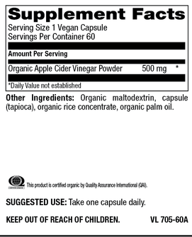Betsy_s Basics Apple Cider Vinegar Supplement Facts