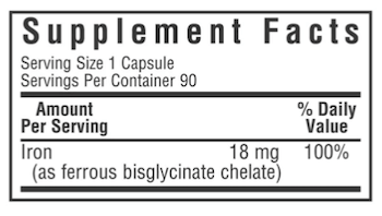 Bluebonnet Nutrition Chelated Iron 18 mg Supplement Facts