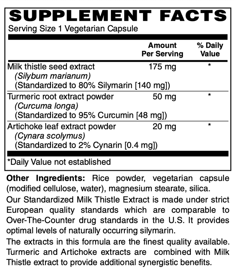Betsy_s Basics European Standardized Milk Thistle 175 Mg Supplement Facts