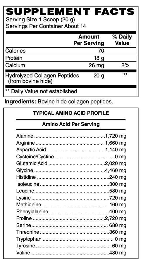 Betsy_s Basics Collagen Peptides Supplement Facts