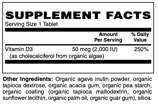 Betsy_s Basics Certified Organic Whole Food Vitamin D-3 Supplement Facts