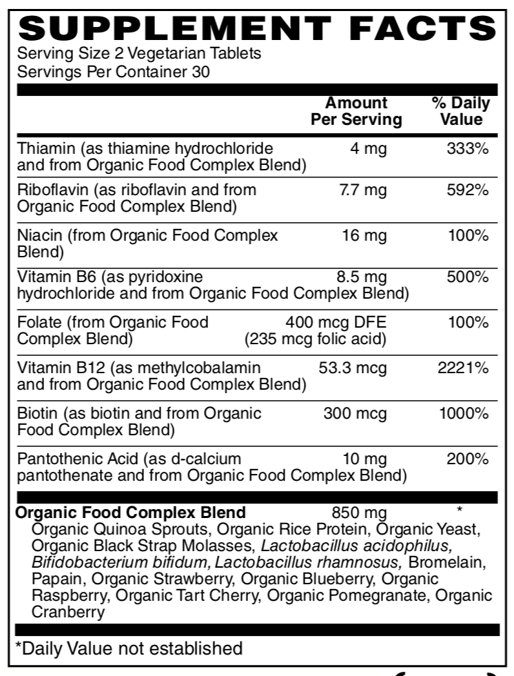 Betsy_s Basics Certified Organic Whole Food B_Complex Supplement Facts 1 of 2