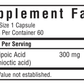 Bluebonnet Nutrition Alpha Lipoic Acid 300 mg Supplement Facts