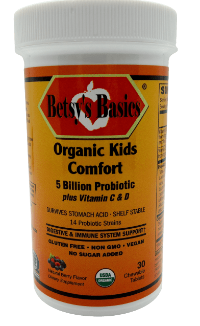 Betsy_s Basics Organic Kids Comfort 5 Billion Probiotic plus vitamins c and d berry flavor