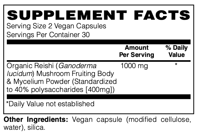 Betsy_s Basics Reishi Mushroom Supplement Facts
