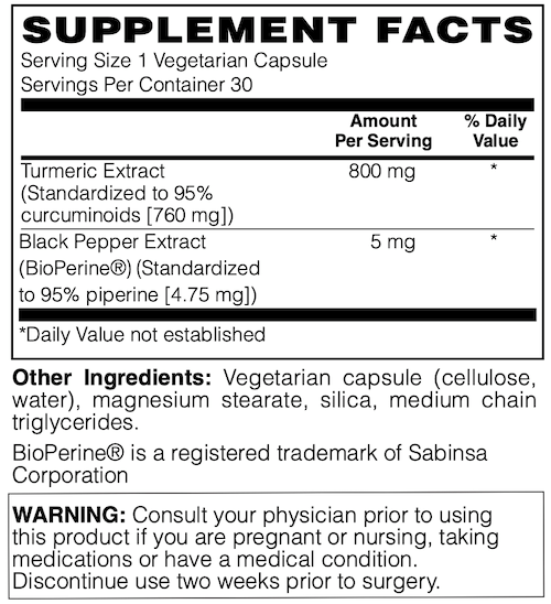 Betsy_s Basics Extra Strength Turmeric Extract Supplement Facts