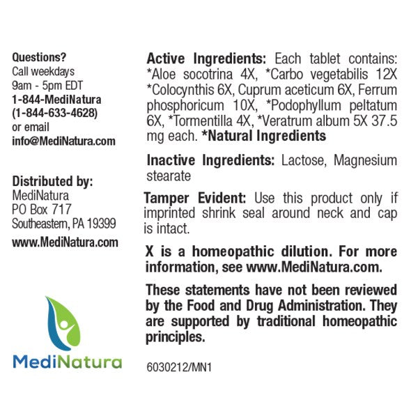 BHI Diarrhea Relief Tablets Active Ingredients