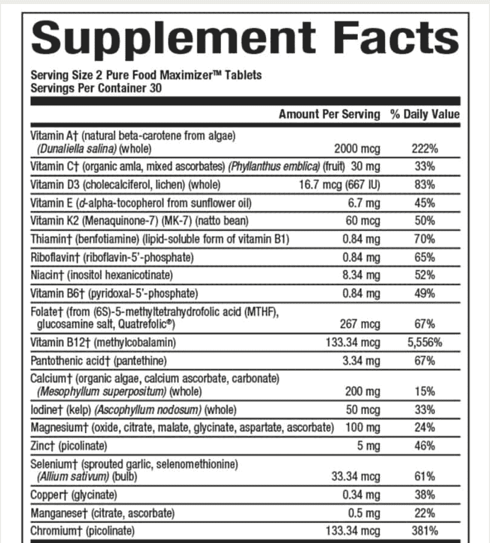 Natural Factors Bone Structure Multivitamin and Mineral Supplement Facts 1 of 2