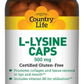 L-LYSINE CAPS 500 MG By Country Life
