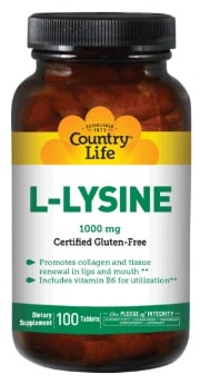 L-LYSINE 1000 MG 100 TAB By Country Life