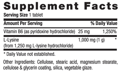 Country Life L-LYSINE 1000 MG SUPPLEMENT FACTS