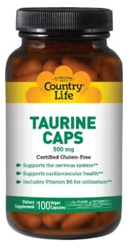 TAURINE 500 MG 100 VCAPS By Country Life