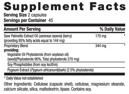 Country Life SAW PALMETTO & PYGEUM EXTRACT SUPPLEMENT FACTS