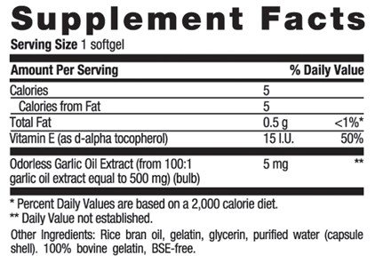 Country Life NATURE'S GARLIC SUPPLEMENT FACTS