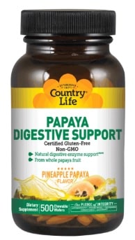 PAPAYA DIGESTIVE SUPPORT 500 CHEW WAFERS By Country Life