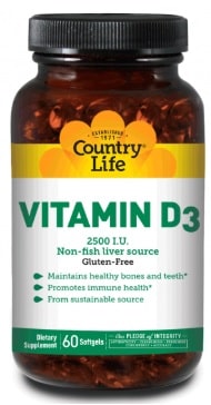VITAMIN D3 2,500 I.U. 60 SG By Country Life