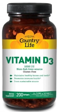 VITAMIN D3 1,000 I.U. 200 SG By Country Life
