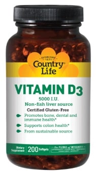 VITAMIN D3 5,000 I.U 200 SG By Country Life