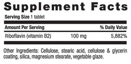 Country Life VITAMIN B-2 100 MG SUPPLEMENT FACTS