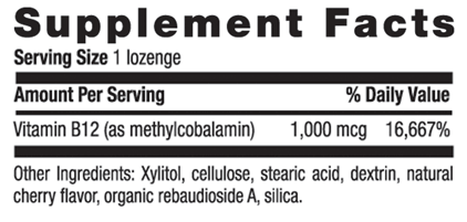 Country Life METHYL B-12 LOZENGES 1000 MCG SUPPLEMENT FACTS
