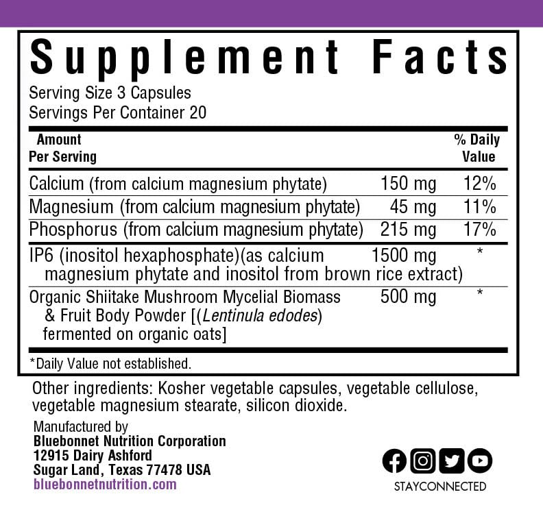 Bluebonnet Nutrition IP6 and Organic Shiitake Supplement Facts