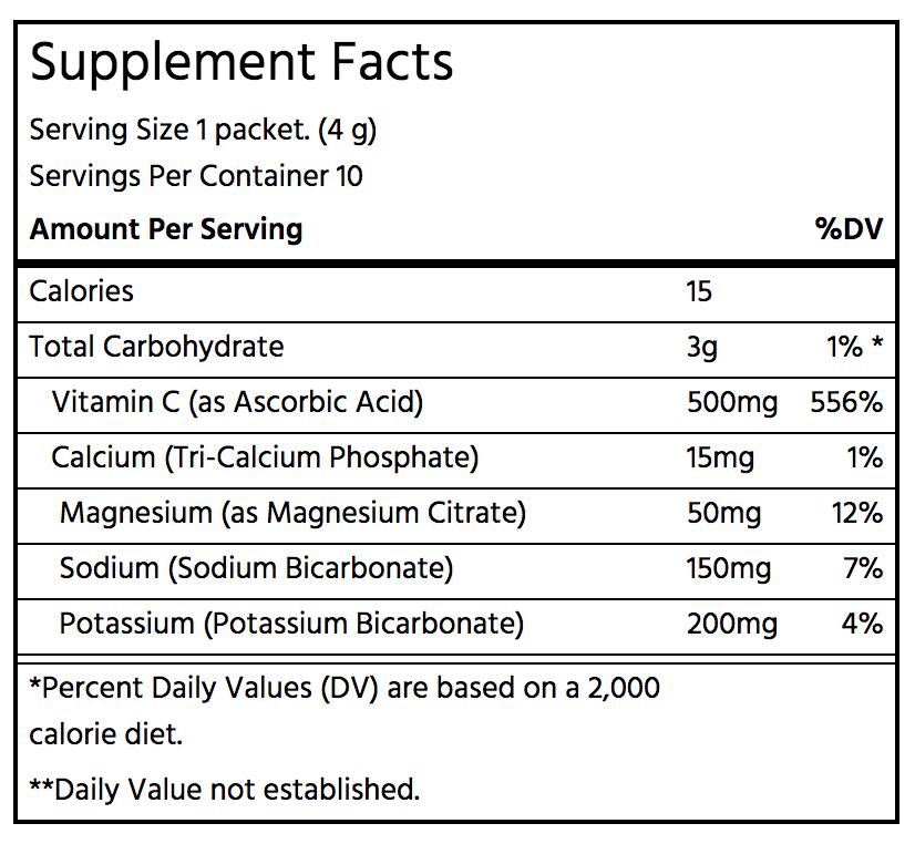 Trace Minerals Max-Hydrate Immunity Supplement Facts