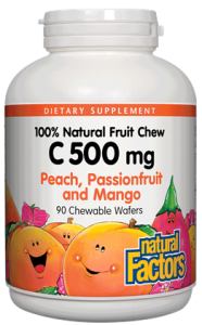 VITAMIN C 500 MG 90 CHEW WAFERS PEACH, PASSIONFRUIT AND MANGO BY NATURAL FACTORS 