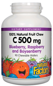 VITAMIN C 500 MG BLUEBERRY, RASPBERRY AND BOYSENBERRY 90 CHEW WAFERS BY NATURAL FACTORS 