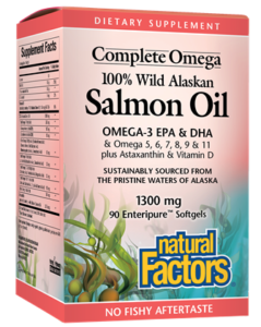COMPLETE OMEGA 100% WILD ALASKAN SALMON OIL 1300 MG 90 SG BY NATURAL FACTORS 