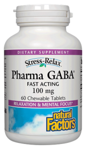 STRESS-RELAX PHARMA GABA 100 MG 60 CHEW TAB TROPICAL FRUIT FLAVOR BY NATURAL FACTORS 