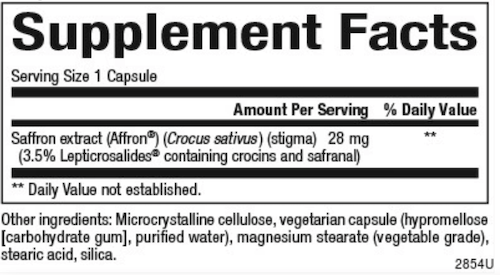 Natural Factors Stress-Relax 100 percent pure Saffron Extract Supplement Facts