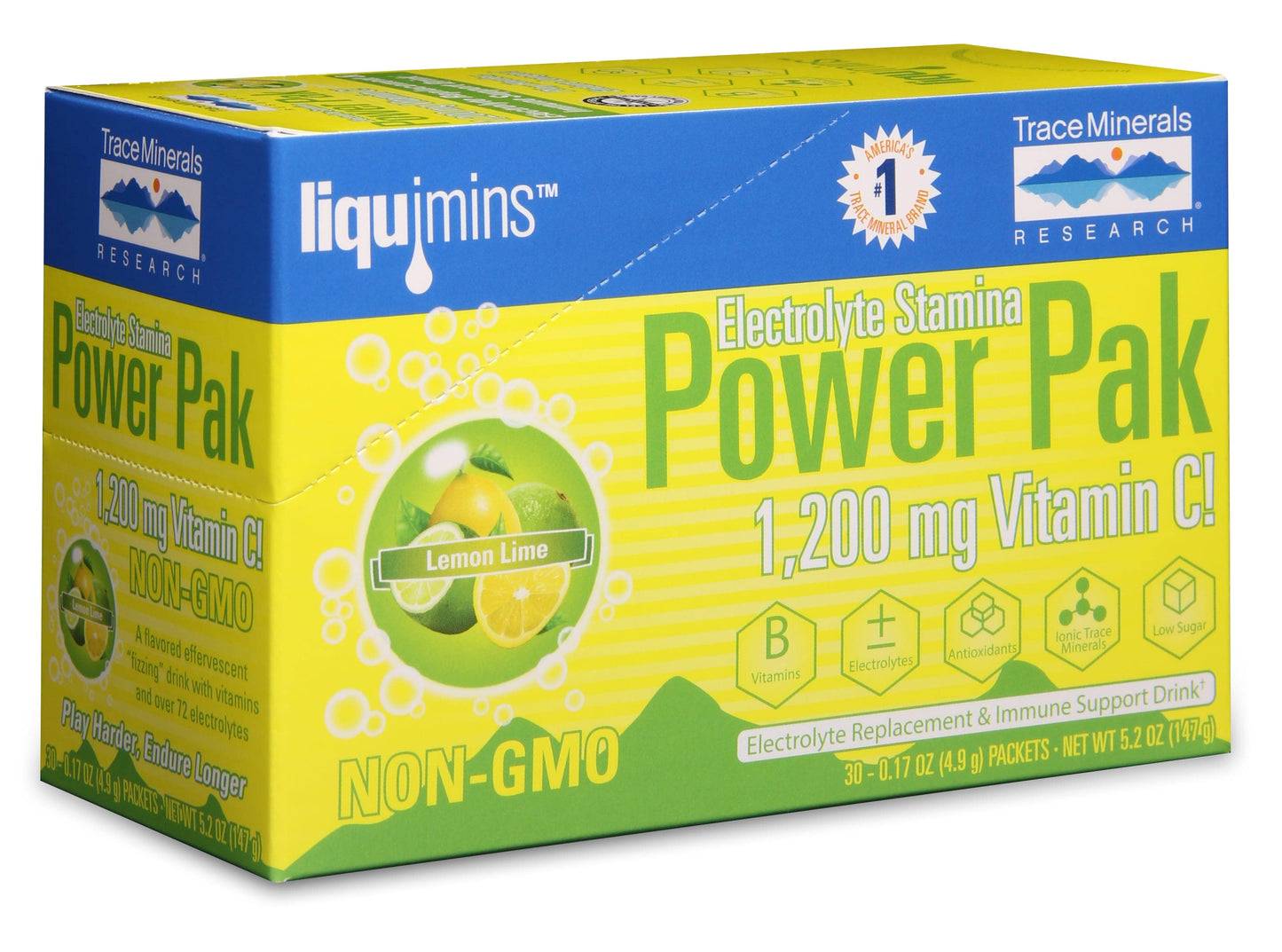 NON-GMO-ELECTROLYTE-STAMINA-POWER-PAK LEMON LIME 30 PK BY TRACE MINERALS